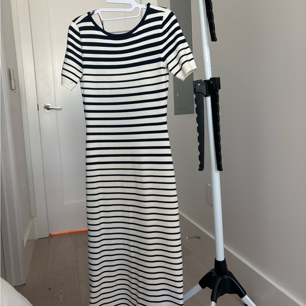Steve Madden Navy and White Striped Midi Dress